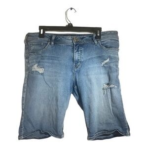 Silver Jeans Suki Bermuda Jean Shorts Distressed Medium Wash Size 32